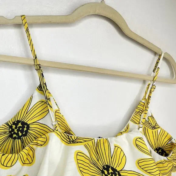 Nasty Gal Sleeveless Yellow Floral Daisy Print Ruffle Tie Front Romper Small - Picture 15 of 15